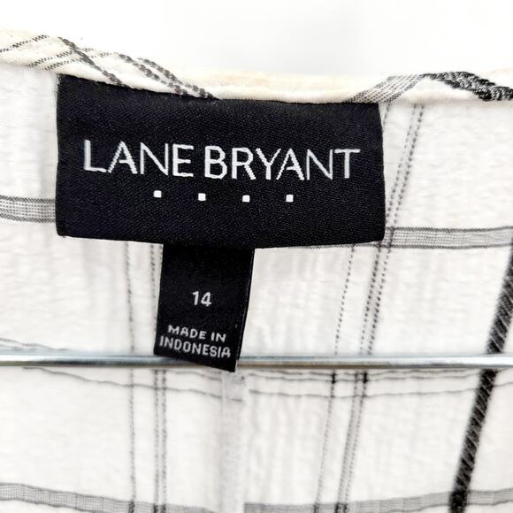 Lane Bryant Off-White and Black Grid Print Keyhole Neck Textured Tank Women’s 14 - Picture 4 of 6